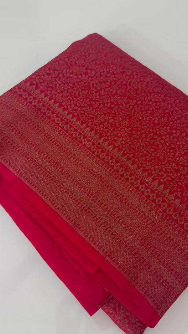 Banarasi semi katan saree SMBNIRY - RED