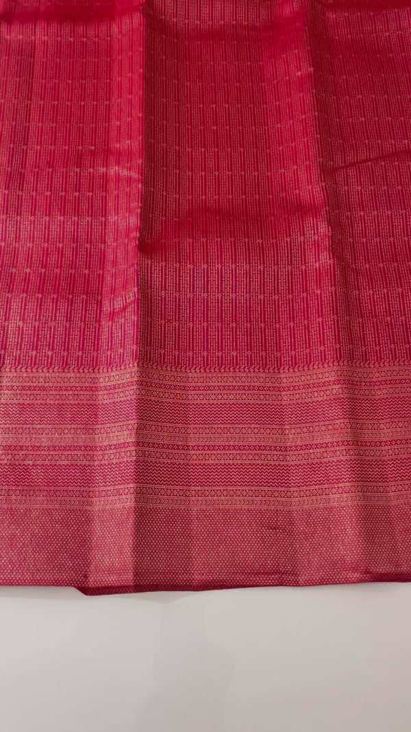 Pure Kanchipuram bridal silk saree MKS09 RED PINK (Copper zari)