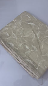 Chanderi tissue silk saree with embroidery work MS5541- Beige