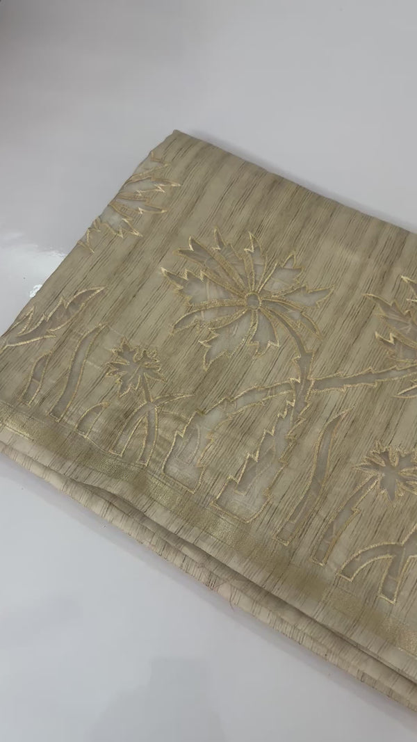 Blended tussar saree with applique work - MS14925