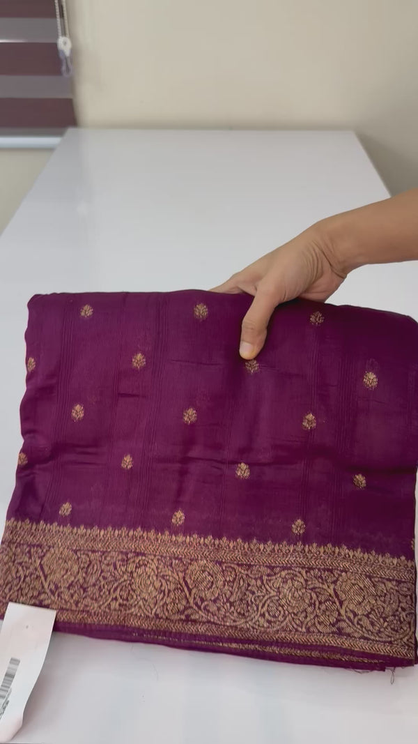 Banarasi Tussar Georgette Saree with brocade blouse - MS44376 Wine
