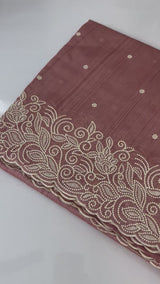 Embroidered Crepe semi tussar silk saree- MSS731