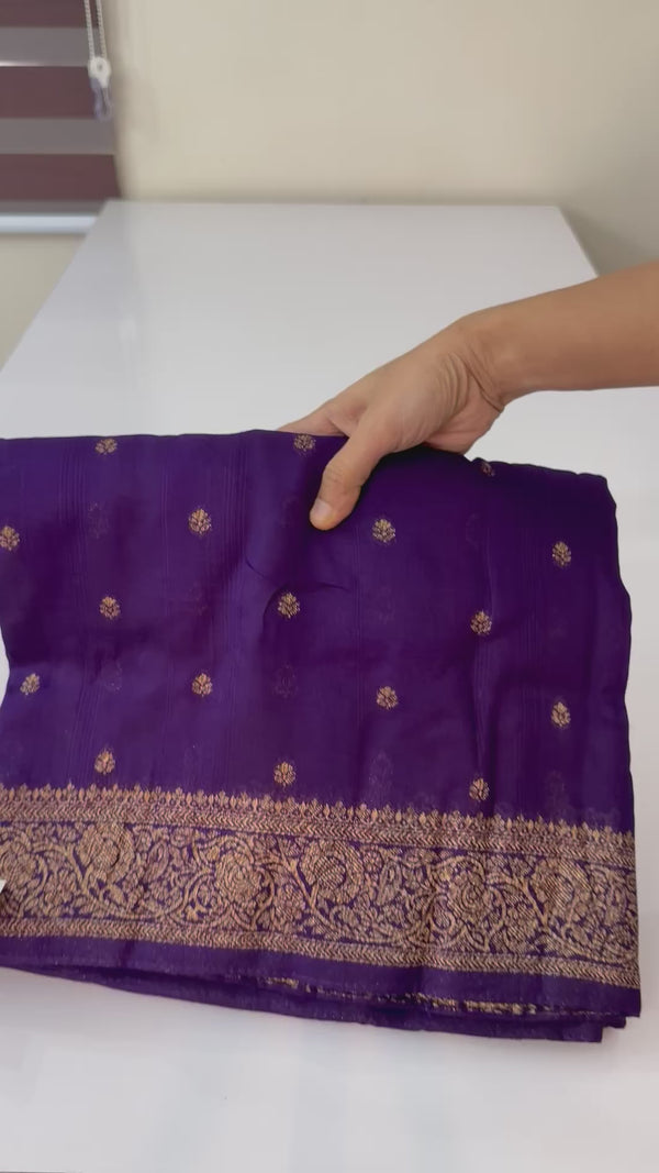 Banarasi Tussar Georgette Saree with brocade blouse - MS44376 Purple