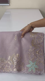 Shimmer crush Organza saree with zari and zardosi work - MS15027