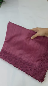 Blended tussar saree with cutwork - MSHK138 Burgundy