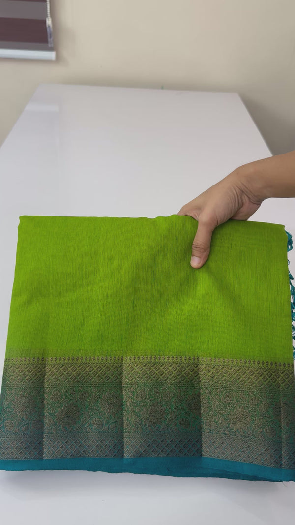 Jute silk sarees with contrast pallu & blouse MJL396