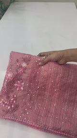 Handworked Tissue silk saree FBLK162 Pink