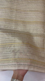 Tissue silk saree with hand embriodery - MS4561 Tan shade