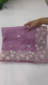 Kosa Tussar silk saree with cutwork borders - SSKW155