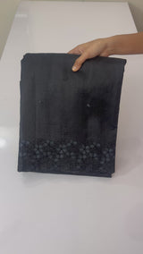 Crushed Blended tussar silk saree with embroidery- MSB7982 Black