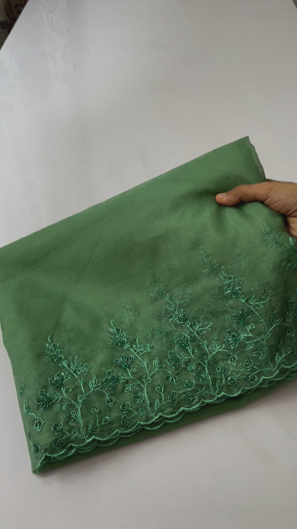 Handworked Designer Organza Saree - MOS859 Jade Green