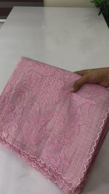 Kota silk saree with applique work MKAS28 Pastel Pink