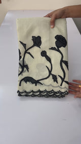 Tissue cotton applique work saree MS6743(1)- Black