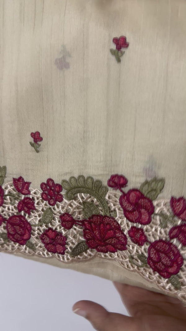 Cutwork Blended tussar saree MTS610 - Dark Beige