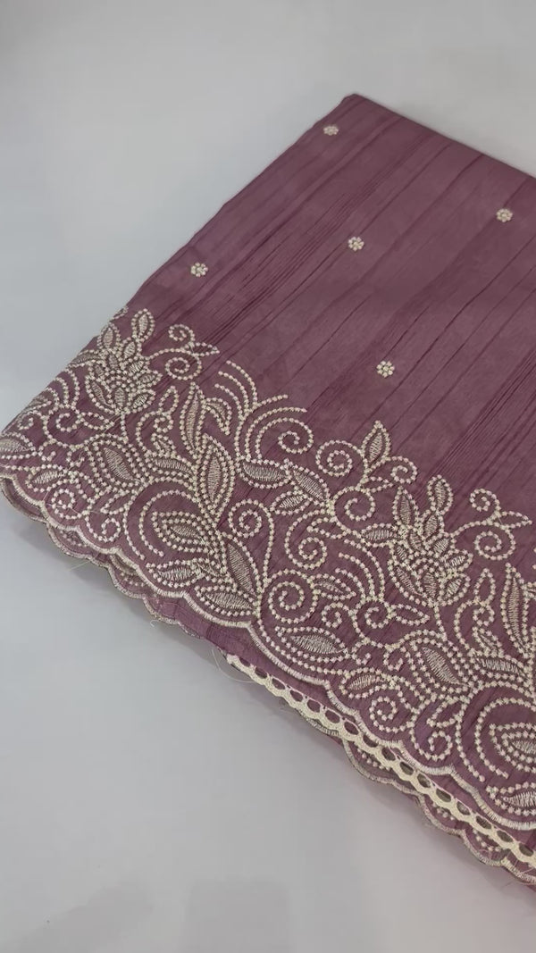 Embroidered Crepe semi tussar silk saree- MSS732