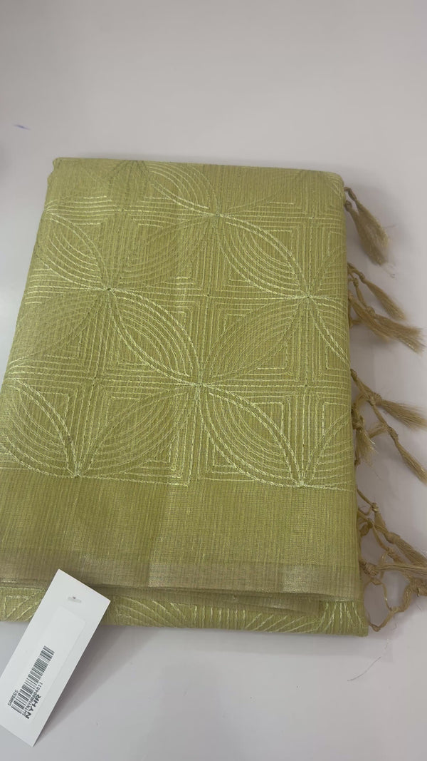 Tissue Silk embriodery saree MS49888 - DuskyGreen