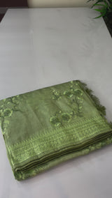 Metallic crush organza saree - MCOS624 LightGreen