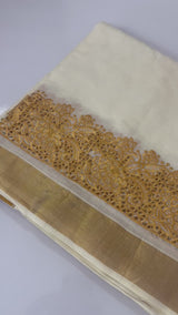 Kerala cotton saree with cutwork- MSK102