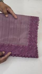 Blended tussar saree with cutwork - MSHK129 Mauve