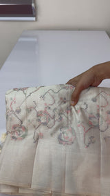 Blended tussar saree with embriodery - MS8665 Cream