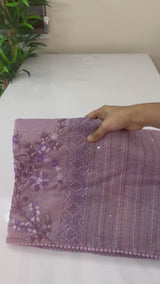 Handworked Tissue silk saree FBLK162 Lavender2