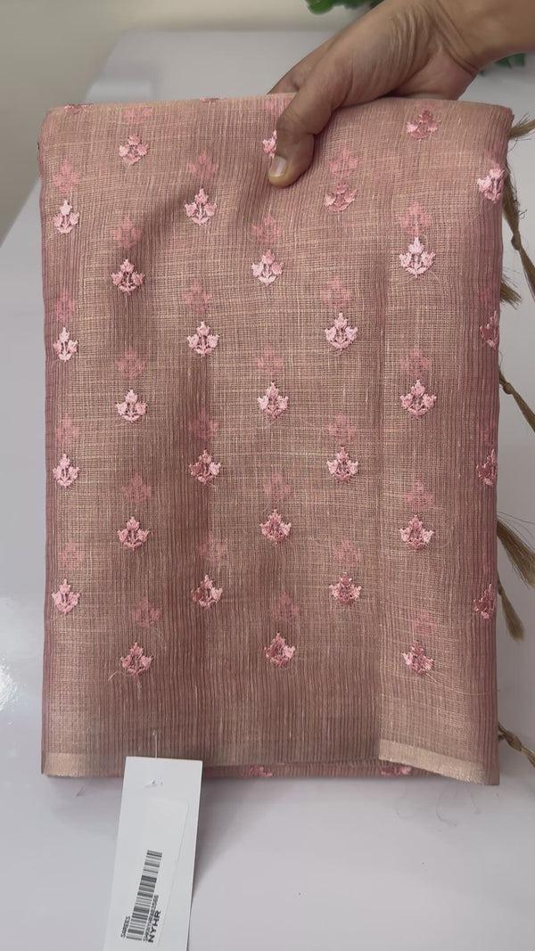 Tissue Silk embriodery saree MS49888 - PeachPink