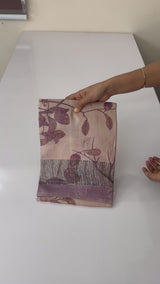 Pure printed tussar silk saree with blouse- MTSB7