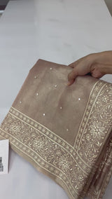 Tissue silk saree with embroiodery MSDH12 Rosegold