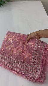 Partywear Net Saree with sequence work MPNKS101 DuskyPink