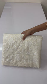 Mul chanderi applique work saree  MSH115 - Offwhite