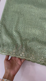 Handworked Designer tissue silk blend saree with sequins & cutdana work - MSHW270