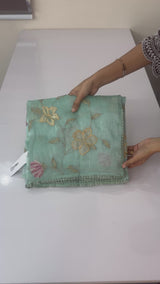 Tissue Organza saree with applique work MS15980 -BluemixGreen