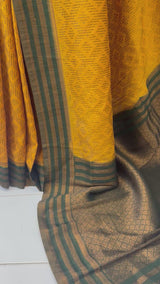 Soft chiffon Georgette saree - SMGRSR- Mustard to dark Green