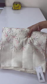 Blended tussar saree with embriodery - MS8665 Cream