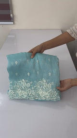 Tissue Organza saree with embroidery, pearl and cutdana work MS15207