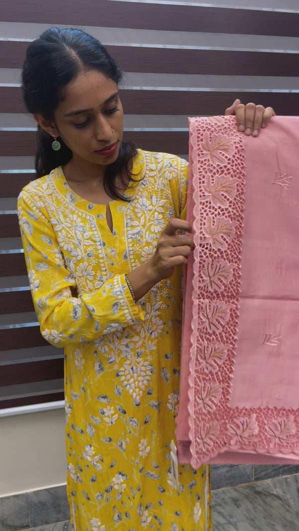 Cutwork semi Tussar saree MSTS350 PeachPink