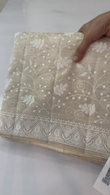 Blended tussar saree with embriodery - MS7399 Cream