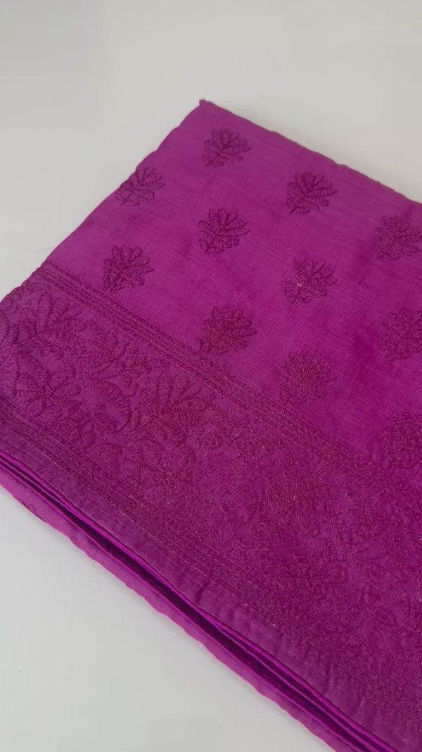 Pure desi tussar silk saree with chikankari embroidery - MTSS672