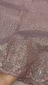 Handworked Designer tissue silk blend saree with sequins & cutdana work - MSHW270 FadedWine