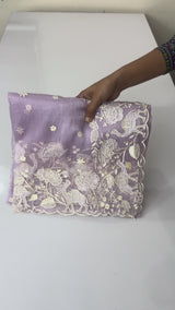 Tissue Organza saree with embroidery work MS15727 - Lavender