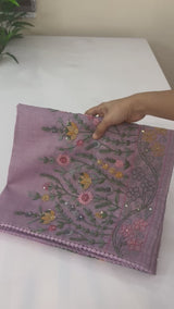 Handworked Tissue silk saree FBLK162 DustyLavender