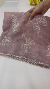 Soft kota silk saree with embroidery and scalloped border MS14983