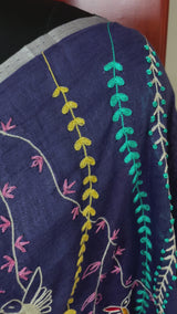 Linen saree with embroidery MOLS676