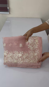 Tissue Organza saree with embroidery work MS14791 PastelPeach