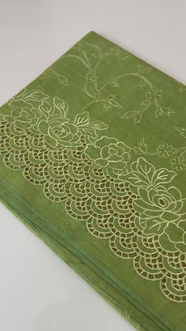 Pure bamboo tussar silk saree with cutwork - MTSS668