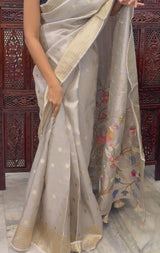 Crushed Tissue silk saree with buttas and thread work  MS16618 (1)
