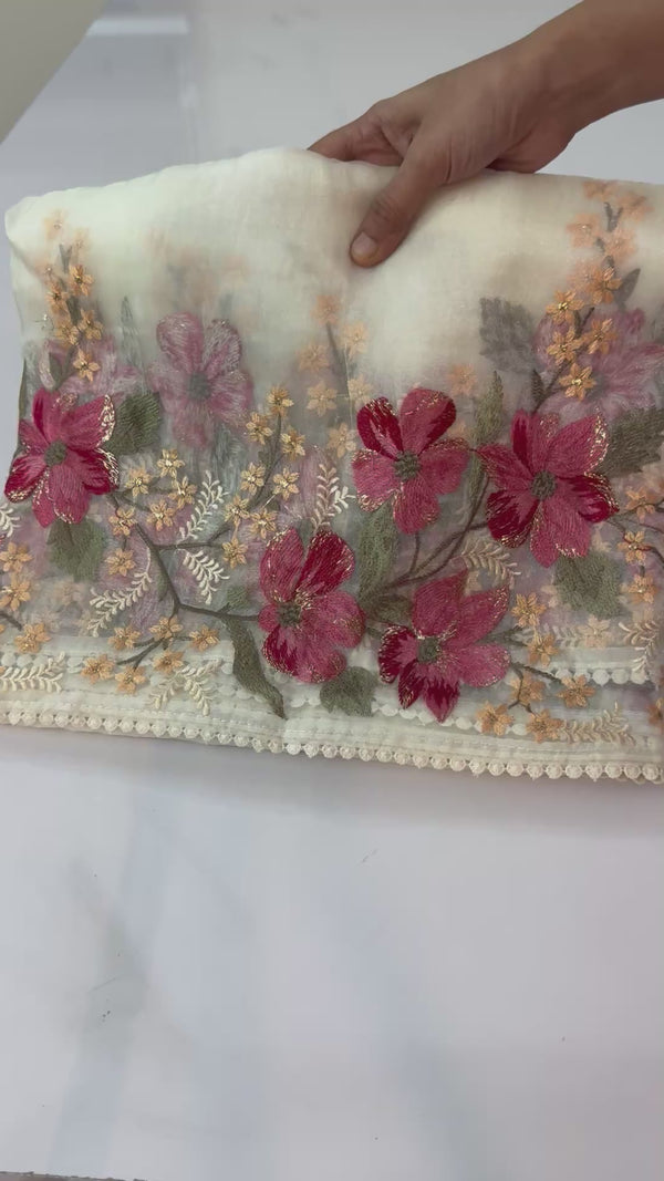 Tissue Organza saree MS14541- Offwhite