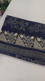 Blended Bandhani tussar silk saree with cutwork MTBF316