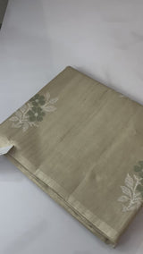 Crepe semi tussar silk saree with cross stitch embroidery-MSCS632