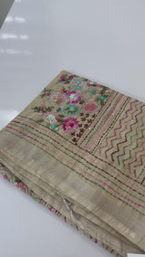 Handworked Blended tussar silk saree with handworked blouse MS90543